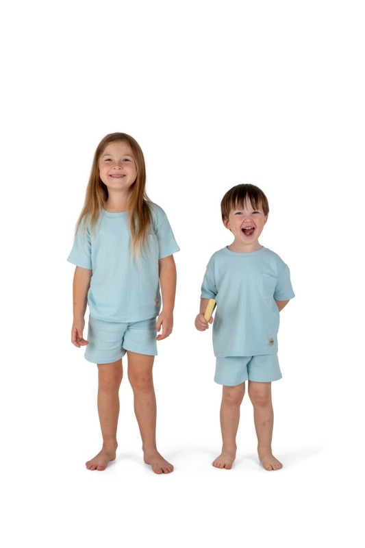 Piżama Krótka Pastel Blue